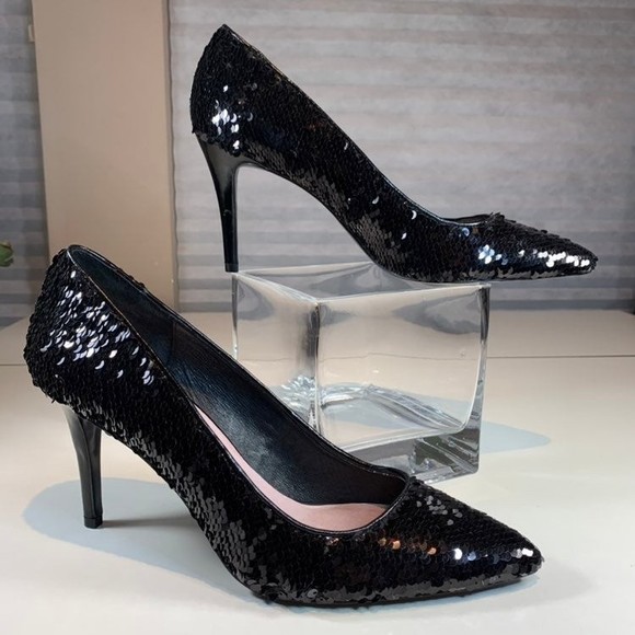 Chinese Laundry Ruthy Black Sequin Pointed Toe High Heel Pumps Women's 10 - Picture 12 of 12